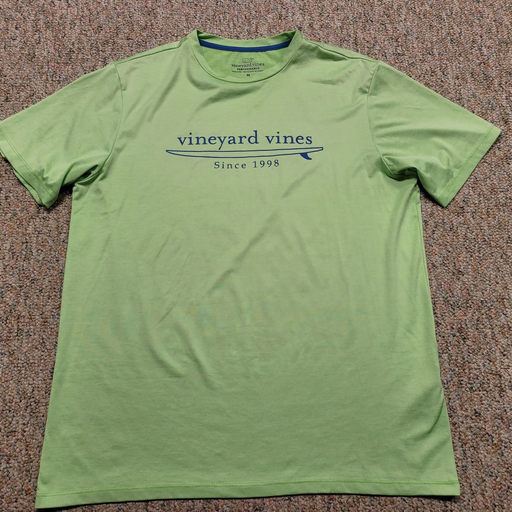 Vineyard Vines Performance Shirt Mens Mwdium Green Surf Graphic Tee Short Sleeve